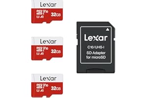 ‎LEXAR Lexar Micro SD Karte 32GB 3er Pack, Speicherkarte Micro SD mit SD Adapter, Bis zu 100 MB/s Lesegeschwindigkeit, UHS-I, U1, A1, V10, C10, microSDHC Memory Card