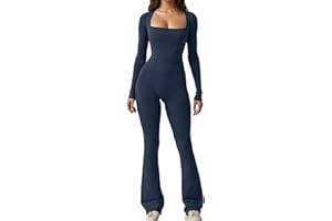 Merlvida Tuta Intera Donna Sportiva Maniche Lunghe Tuta Completa Senza Cuciture Completo Palestra Jumpsuit Elegante Body Sexy Aderente Abbigliamento Sportivo Yoga Gym Workout