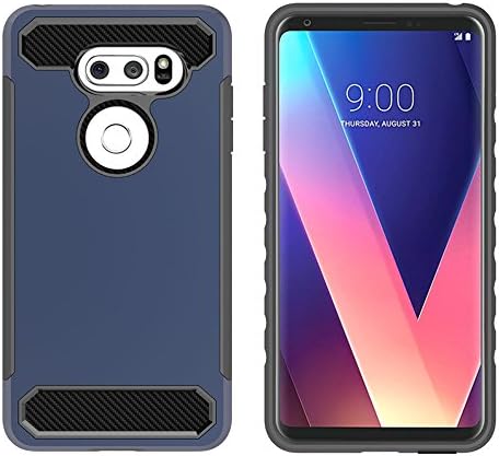 Case for LG V30, Silingsan Hybrid Heavy Duty Protective Case Hard PC + Soft Silicone Cover Shockproof Shell Scratch Resistance Holster Candy Color Case Protective Cover - Deep Blue