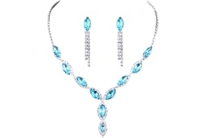 Faruodis Kristall Hochzeit Halskette Ohrringe Set Braut Strass Anhänger Halskette Sets Marquise Kette Schmuck für Frauen Damen