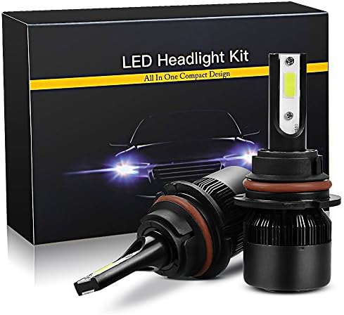 Racbox 9007 HB5 COB LED Car Headlight Bulbs Conversion Kit High Low Dual Beam Auto Driving Lamp High Power Replace Xenon Halogen 6000K Diamond White