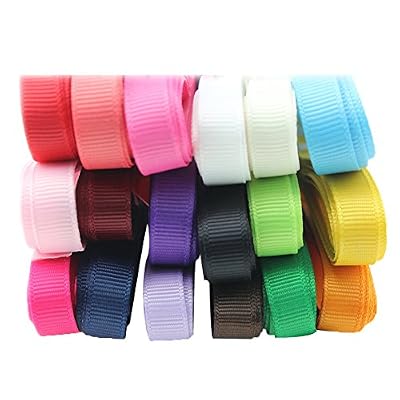 HABI Lot de 18 Rubans Gros-grain Ruban Textiles Biais Couleur Pure Sangle Polyester 10mm Largeur Matériel Loisirs Créatif Mariage