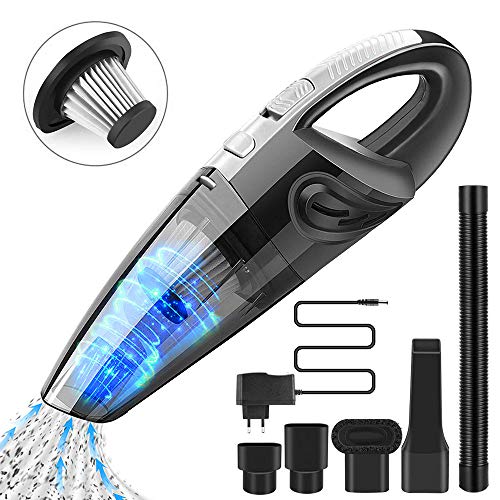 KKTICK Aspirateur à Main Sans Fil - Aspirateur Sans Fil Rechargeable Portable Aspirateur Cyclonique Nettoyage Aspirateur à Main pour maison Voiture Table Bureau Canapé Humide & Sec - 120W