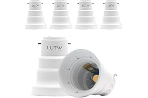 LUTW B22 to E27 Lamp Socket Adapter, Socket Converter, Light Bulb Converter Holder Bayonet to Screw Edison, Lamp Base Adaptor for LED Bulbs, Incandescent Bulbs and CFL Bulb, Pack of 6
