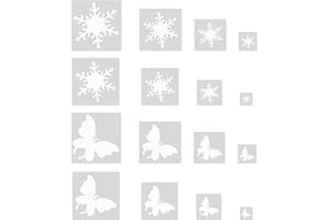 Bekecidi 16 Pezzi Modello Farfalla Fiocco di Neve, Modello Stencil per Pittura PET, Stencil da Parete per Artigianato Fai da Te Disegno Decorazione della Finestra di Casa (Fiocchi di Neve e Farfalle)