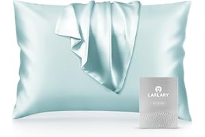 Larlary Poszewka na poduszkę 50x75 cm wykonana w 90% z jedwabiu i 10% z bawełny, hipoalergiczna, zapobiega rozwojowi roztoczy, chroni włosy i skórę (1 szt. niebieska)