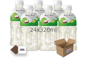 Mogu Mogu Flavored Drinks 24x320ml, COCONUT - Nata De Coco Juice - Refreshing Taste - Fun Drinking During Hot Summers Or Take Them On Trips & Picnics Boxed Treatz