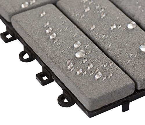 BodenMax® Sandstein Naturstein Click Bodenfliesen Set 30 x 30 cm Terrassenfliesen sand stone Terrassenplatte Stein Fliese anthrazit Klickfliesen grau (8 Stück) - 4