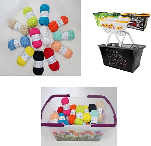 24 Knäuel Baumwollgarn Wollpaket 1,2 kg Cotton Happy jede Farbe 2x Baumwolle + gratis 1 Einkaufskorb + häkeln stricken