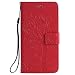 Produktbild Samsung Galaxy S6 Edge Plus Hülle, Chreey Prägung [Katze Baum] Muster PU Leder Hülle Flip Case Wallet Cover mit Kartenschlitz Handyhülle Etui Schutztasche [Rot]