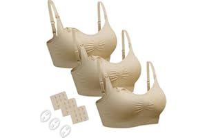neppein Maternity Nursing Bra, Seamless Pregnancy Bra Breastfeeding Bra Sleep Bralette with Removable Spill Prevention Pads and Bra Extenders
