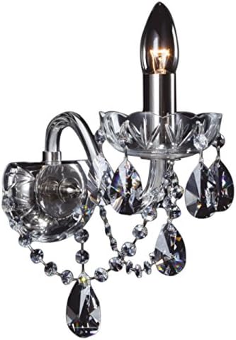 Glass LPS N21 801/01/1 – Silver A + A Swarovski Elements Crystal Candle Wall Light, E14, Clear, 12 x 33 x 25 cm, 0,8 kg