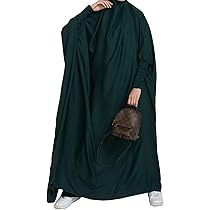 Eendelige moslim gebedsjurk voor vrouwen, islamitische abajurk, Midden- Oosten, Dubai, Turkije, maxi abaya, kaftan met hijab-jurk in volledig figuur, Kaki, Eén maat