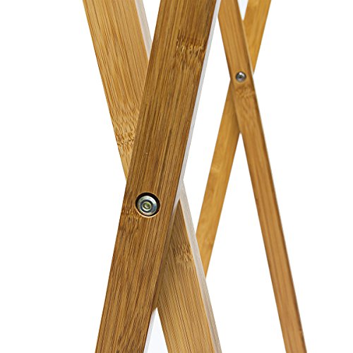 Relaxdays Kleiderständer Bambus H x B x T: 156 x 56,5 x 40 cm stabiler Garderobenständer aus Bambus mit 1 Ablagefläche im originellen gekreuzten Design als Schuhablage für Flur und Diele, natur - 5