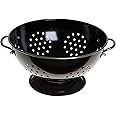 Premier Housewares 508557 Enamel Retro Colander Bowl Stainless Steel Pasta Strainer Black Rice strainer for Cooking Sives for Cooking Pasta Drainer, H13 x W23 x D23cm