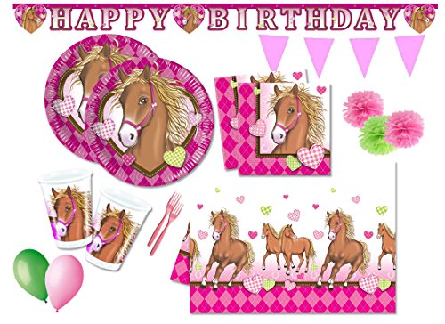 DECORATA PARTY KIT N 54 CAVALLI CUORE COORDINATO ACCESSORI FESTA A TEMA