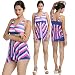 Fascinating Multi Striped Two Piece Bathing Suit Boy Short Bottom Tankini RS.1349.00