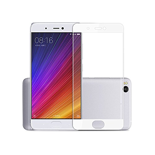 Xiaomi Mi5S Protector de Pantalla Cristal, SMTR® Edge-Cobertura completa - Vidrio Templado Full Coverage 2.5D 0.33mm 9H Premium para Xiaomi Mi5S Protector de Pantalla - blanco