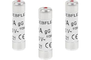 DEBFLEX Fusible électronique - Fusible céramique - Fusible avec voyant - Fusible 10A - Sachet De 3 Fusibles Avec Voyant 8,5X31,5 10A 380 Volts - Deblex 715306