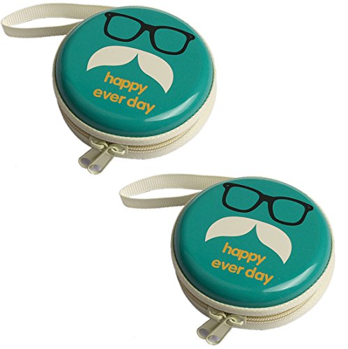 Stealodeal Round Aluminium Zipper Headphone Case MC-2 (Blue) (All Earphones)