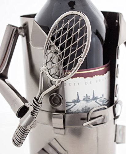 BRUBAKER Flaschenhalter Tennisspieler Metall Skulptur mit Geschenkkarte - 3