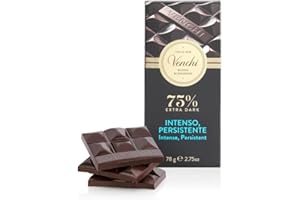 Venchi - Tableta de Chocolate Extra Fondant 75%, 78 g - Con Mezclas de Cacao Seleccionadas - Sin Gluten - Vegano