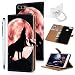 Produktbild idlehour Huawei P Smart Handyhülle Flip Case, PU Leder Schutzhülle Bookstyle Ständer Kartensätze Handytasche mit Touch Stift und Ringschnalle,Wölfe