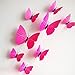 12 Pieces 3D Butterfly Stickrs Fashion Design DIY Wall Decoration House Decoration Babyroom Decoration-ROSE