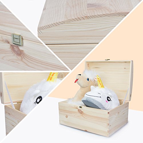 VENKON – Holztruhe mit gewölbtem Deckel aus Massivholz mit Metallverschluss – Kiefer naturbelassen unbehandelt – ca. 35 x 25 x 19 cm - 6