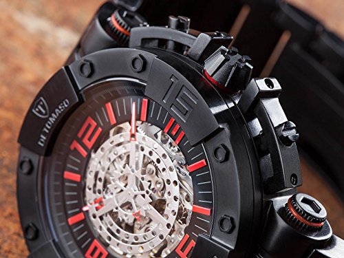 DETOMASO Men's Machineer Automatic Watch with Black Dial Analogue Display and Black Stainless Steel Bracelet DT-ML102-A