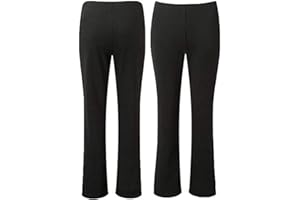 IDEAL ONLINE 2 Pack Womens Bootleg Trousers Ladies Bootcut Stretch Finely Ribbed Work Bottoms