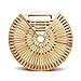 Produktbild PEJGD Damen Handtasche Handtaschen Hallow Bambus Tote Bag Frauen Runde Große Kapazität Sommer Reise Handgefertigte Strand Handtasche Mode Schultertasche Umhängetasche
