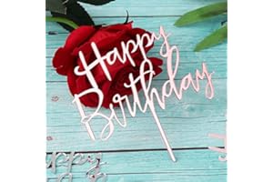 GÉNERIC Cute Cake Topper Happy Birthday Acrylic Topper Birthday Party Cake Decoration (Rose Gold)