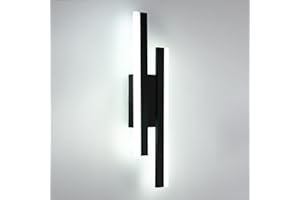 Toolight Applique Murale Intérieure LED, 16W 1800LM Lampe Murale Moderne, Applique Murale LED Acrylique 6500K Lumière Blanche Froide pour Chambre à Coucher Couloir Salon Escaliers, Noir