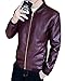 Produktbild Herren Lederjacke Freizeit Motorradjacke Winddicht Warm PU Biker Jacke Slim Fit Modern Rot L