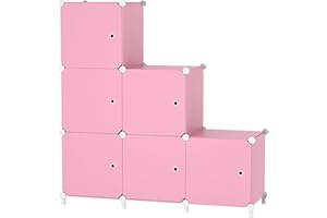 ATTDETJL 6 Würfel Aufbewahrungsschrank mit Türen, Würfel Schrank für Schlafzimmer, Kleiderschrank & unter Treppen, Platzsparende DIY Multifunktional Regalsystem Regal, 30x30x30cm, Rosa ATTSL6006