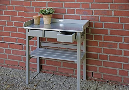 Esschert Design Pflanztisch, Gartentisch in grau, ca. 79 cm x 38 cm x 82 cm - 2