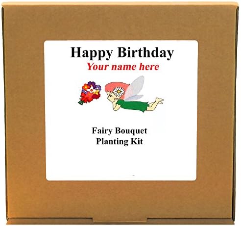 Personalised Happy Birthday Linaria Fairy Bouquet Planting Kit - Unusual Indoor Gardening Gift