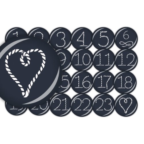 Preisvergleich Produktbild lijelove Buttons, 04-01ET, ahoi! Adventskalender, dunkelblau, 25mm