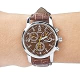 Altsommer Sport Quarz Uhren aus Leder mit Blaues Glas Zifferblatt, Analog Quarzuhr Männer mit DREI Kleinem Zifferblatt am Armbanduhr Damen Uhr Herren Watch für Damen Herre (C)