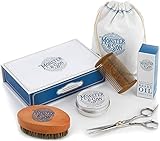 Monster&Son Premium 7-Item Beard Grooming Kit | Beard Oil, Beard Balm, Beard Brush, Beard Comb, Scissors, Canvas Travel Bag | Male Grooming Kit in Gift Box