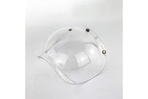 MOTUZP Rétro Moto Bulle Visière Casque De Moto Bouclier 3 Snap Visage Bouclier Flip Up Down Universel pour Open Face Demi Casque Pare-Vent(Transparent)