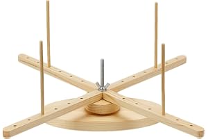 BENECREAT Portable Wooden Yarn Swift, Amish Style Yarn Swift Winder, Desktop Standing Needlecraft Yarn Finishing Tool with Oval Base for Wool, Yarn and Embroidery Thread