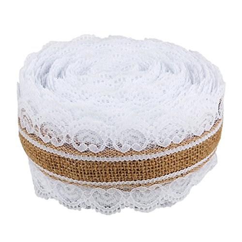 10M Natur Burlap Band-Rolle mit Spitze für Hochzeit Weihnachten DIY Fertigkeit MBJ-01 (2.5cm C) - 4