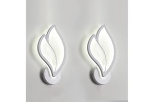 LIGKIN 2 Pezzi Applique da Parete a LED Interni 12W, Creativa Lampada da Parete a forma di Foglia Moderna Luce Notturna Acrilico per Camera da letto dei bambini Ufficio Corridoio Soggiorno