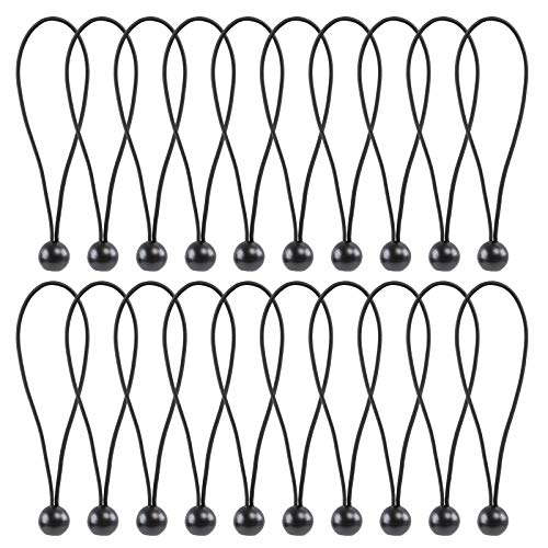 Preisvergleich Produktbild LIHAO 25x Planenspanner Gummispanner mit Kugel Spanngummis schwarz Set für Pavillionwände Schützhüllen Trampoline Balkonsichtschutz, Zeltplane PVC Banner (MEHRWEG)