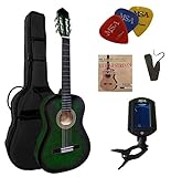 Farbe: grün-schattiert 4/4 GITARRE - KONZERTGITARRE IM SET - CLASSIC - GRÜN-SCHATTIERT - DECKE LINDENHOLZ - TASCHE - BAND - SAITEN - 3xPIK - STIMMGERÄT ET33B - C27