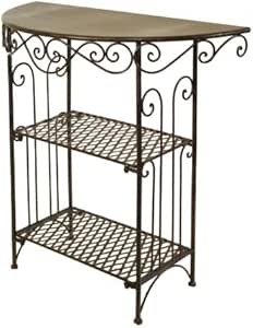 Wandtisch aus Metall, Tisch mit Regal, Klapptisch, halbrund 76914