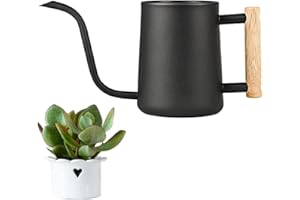 LPAMABA 1L Indoor Gießkanne Edelstahl Giesskanne Klein GießkanneGießkanne für Zimmerpflanzen Sukkulenten Mini Gießkanne SchwarzLPAMABA Hölzerner Duschtopf mit großer Kapazität aus Metall