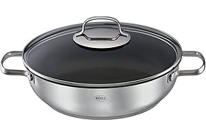 RÖSLE ELEGANCE Servierpfanne, Hochwertige Universalpfanne mit Antihaftversieglung ProPlex, 28 x 28 x 20 cm, Edelstahl 18/10, induktionsgeeignet, spülmaschinengeeignet